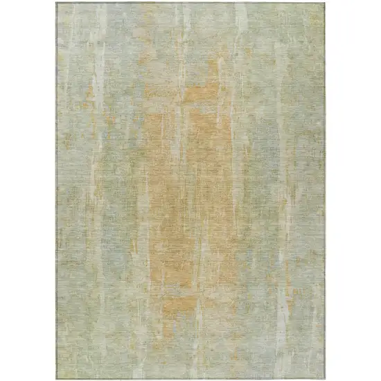 Sage And Copper Abstract Washable Indoor Outdoor Area Rug Photo 2