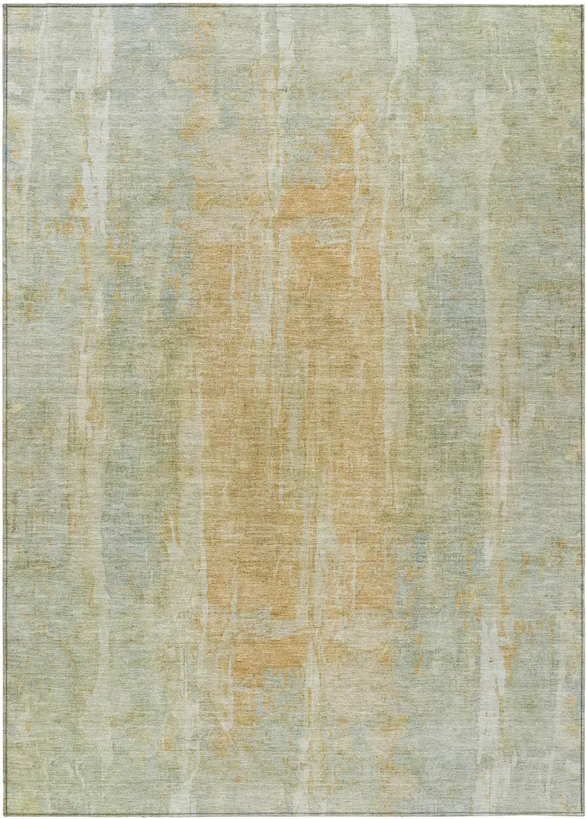 Sage And Copper Abstract Washable Indoor Outdoor Area Rug Photo 2