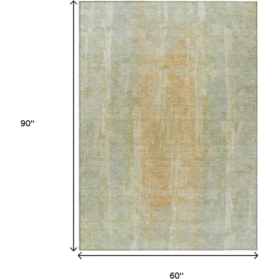 Sage And Copper Abstract Washable Indoor Outdoor Area Rug Photo 3