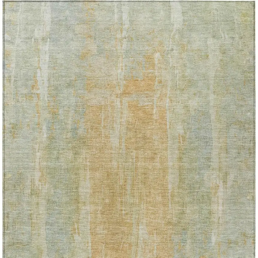 Sage And Copper Abstract Washable Indoor Outdoor Area Rug Photo 7