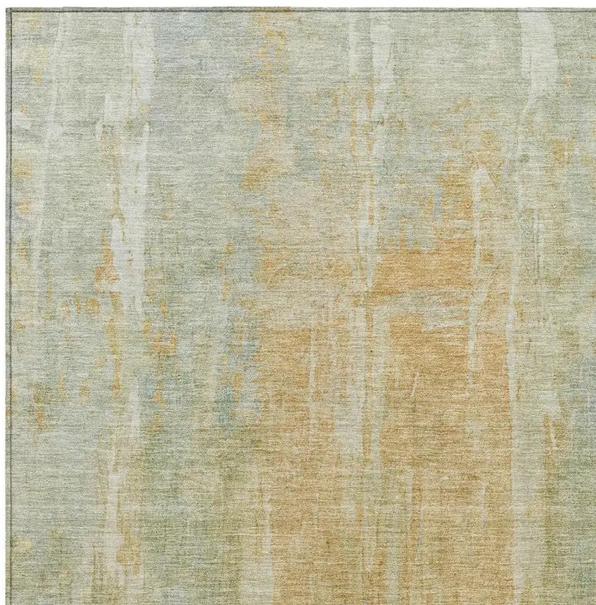 Sage And Copper Abstract Washable Indoor Outdoor Area Rug Photo 7