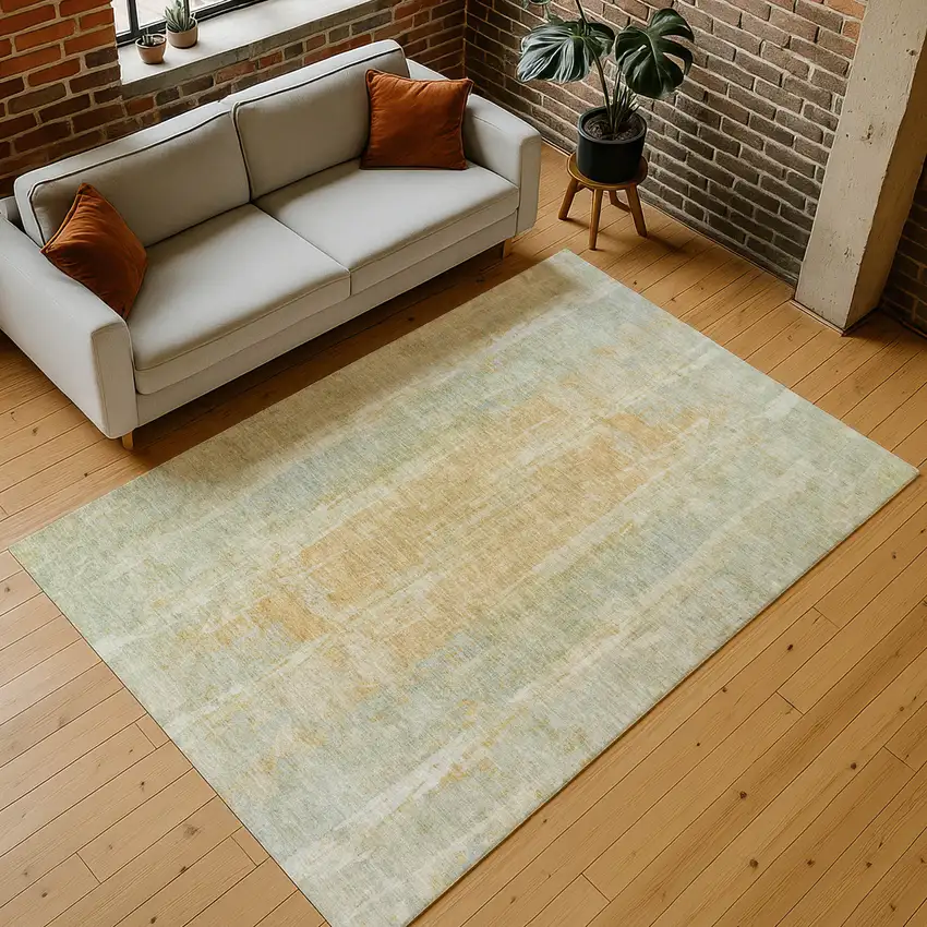 Sage And Copper Abstract Washable Indoor Outdoor Area Rug Photo 9