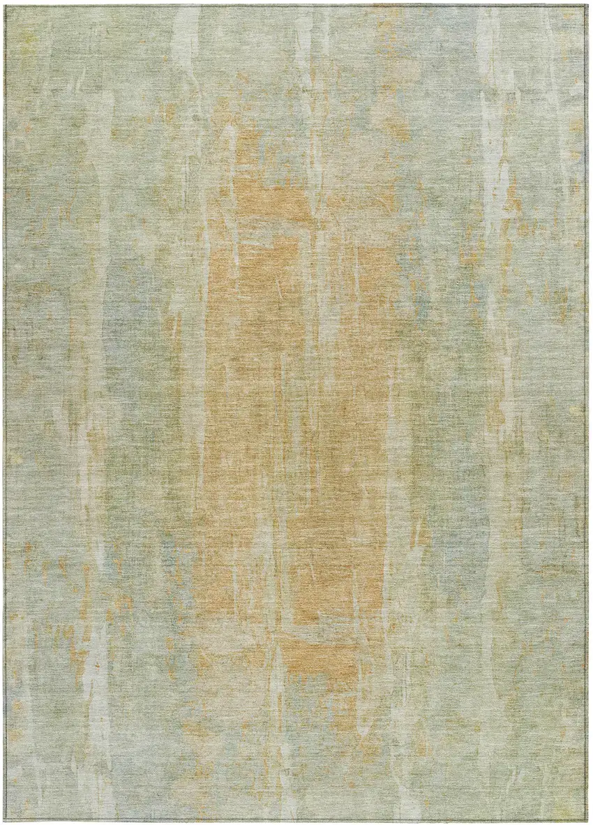 Sage And Copper Abstract Washable Indoor Outdoor Area Rug Photo 4