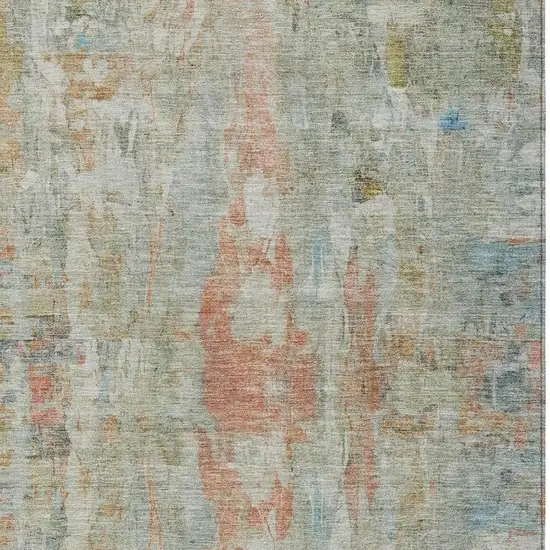 Sage And Copper Abstract Washable Indoor Outdoor Area Rug Photo 7