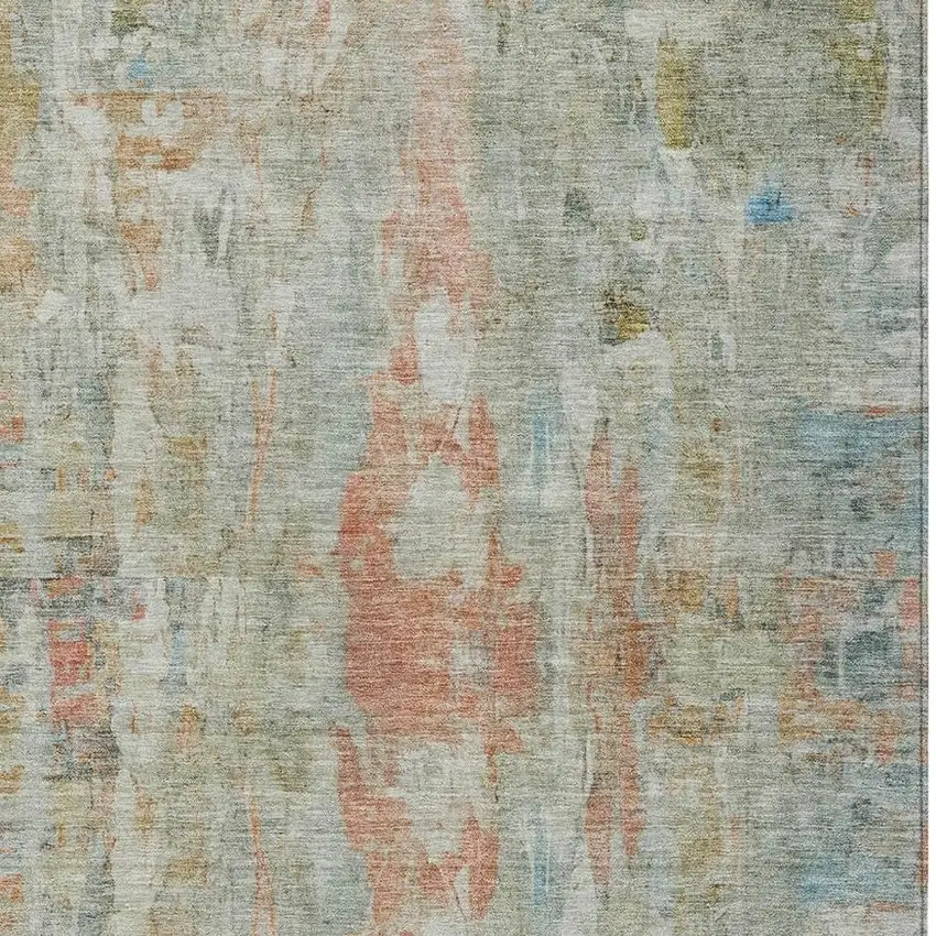 Sage And Copper Abstract Washable Indoor Outdoor Area Rug Photo 7