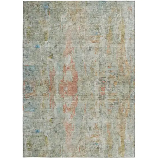 Sage And Copper Abstract Washable Indoor Outdoor Area Rug Photo 4