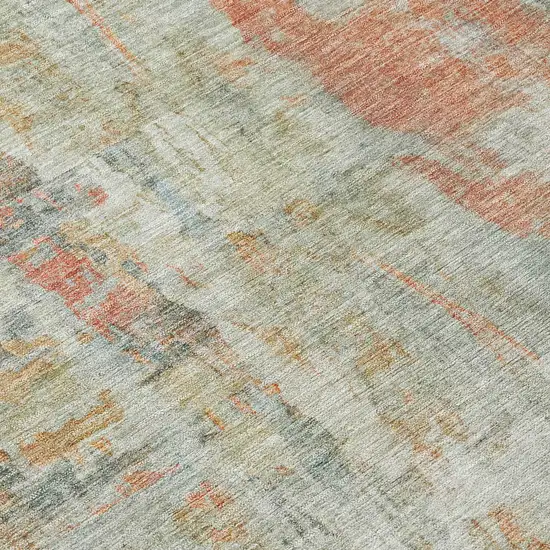 Sage And Copper Abstract Washable Indoor Outdoor Area Rug Photo 6