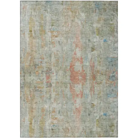 Sage And Copper Abstract Washable Indoor Outdoor Area Rug Photo 2