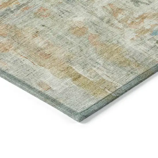 Sage And Copper Abstract Washable Indoor Outdoor Area Rug Photo 5