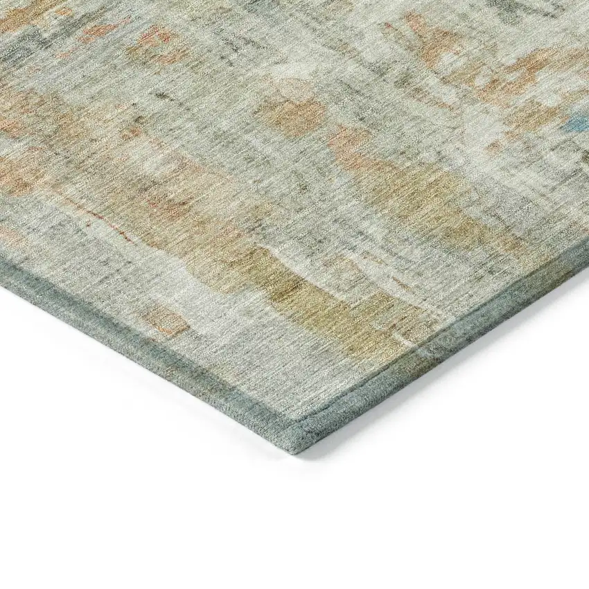 Sage And Copper Abstract Washable Indoor Outdoor Area Rug Photo 6