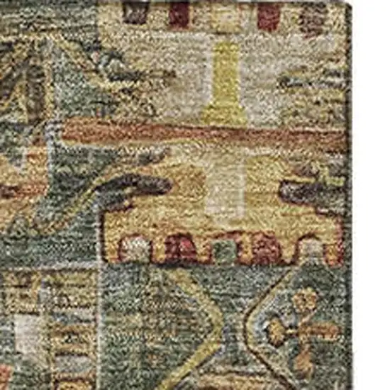 Sage And Copper Medallion Washable Area Rug With UV Protection Photo 3