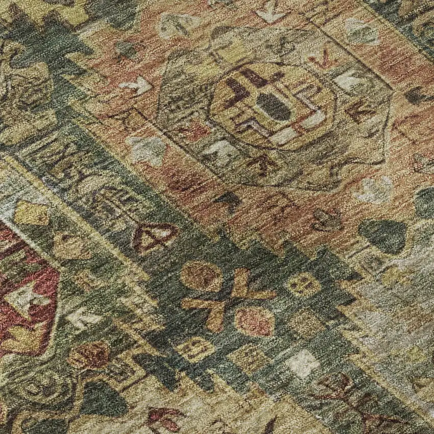 Sage And Copper Medallion Washable Area Rug With UV Protection Photo 8