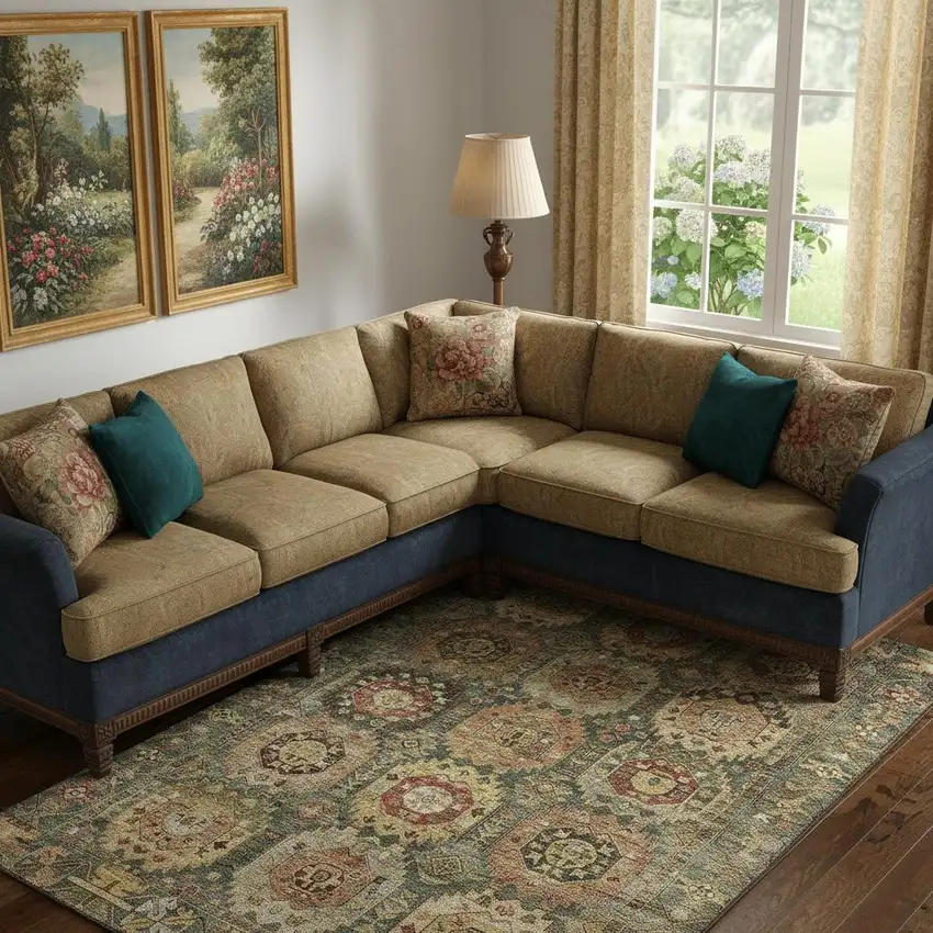 Sage And Copper Medallion Washable Area Rug With UV Protection Photo 2