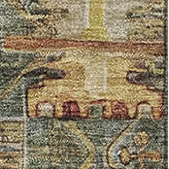 Sage And Copper Medallion Washable Area Rug With UV Protection Photo 3