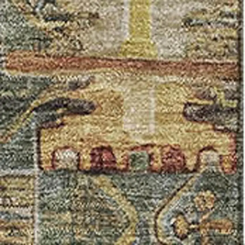 Sage And Copper Medallion Washable Area Rug With UV Protection Photo 3