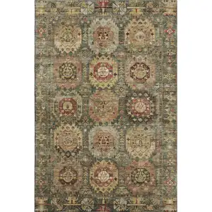 Photo of Sage And Copper Medallion Washable Area Rug With UV Protection
