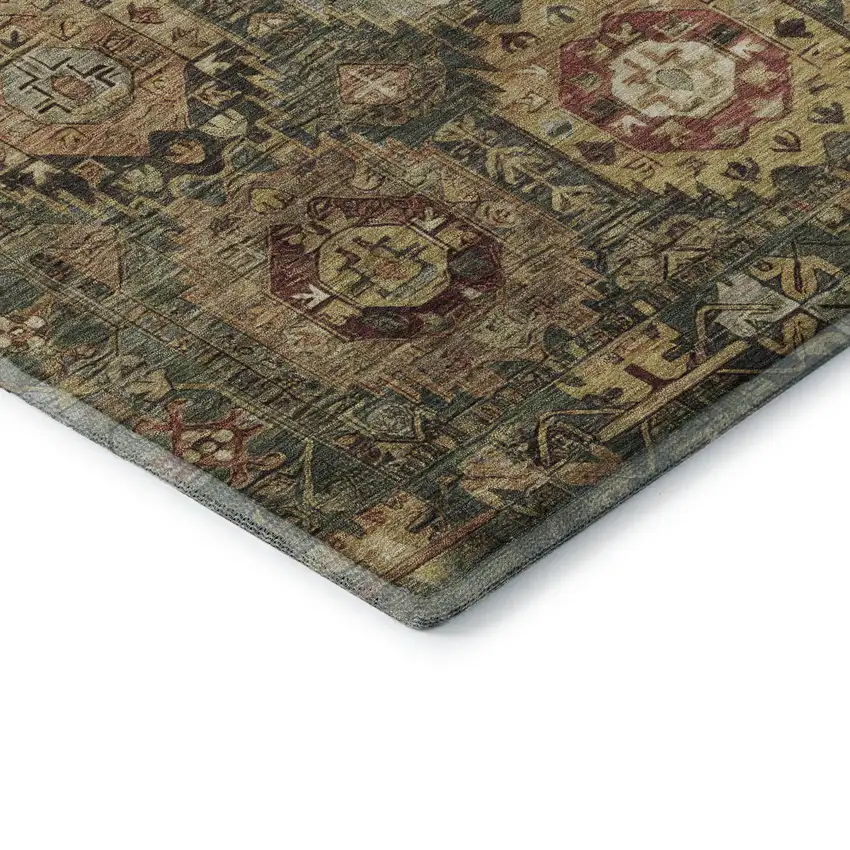 Sage And Copper Medallion Washable Area Rug With UV Protection Photo 7