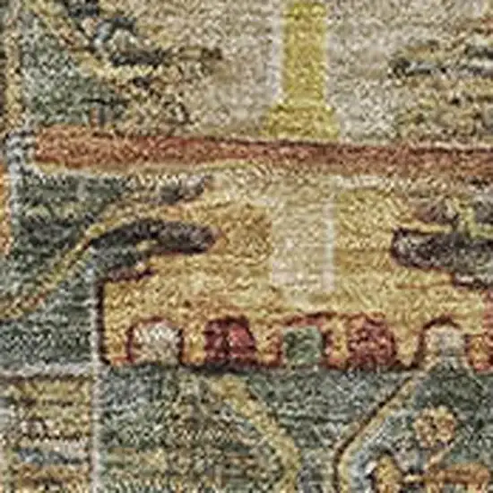 Sage And Copper Medallion Washable Area Rug With UV Protection Photo 3