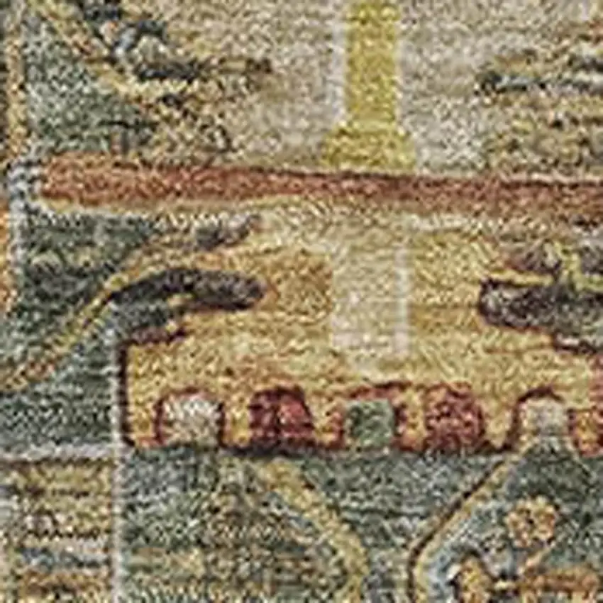 Sage And Copper Medallion Washable Area Rug With UV Protection Photo 3