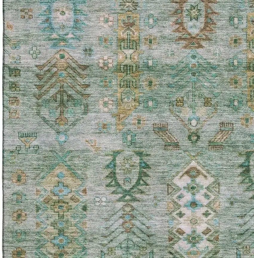 Sage And Copper Southwestern Washable Area Rug With UV Protection Photo 4