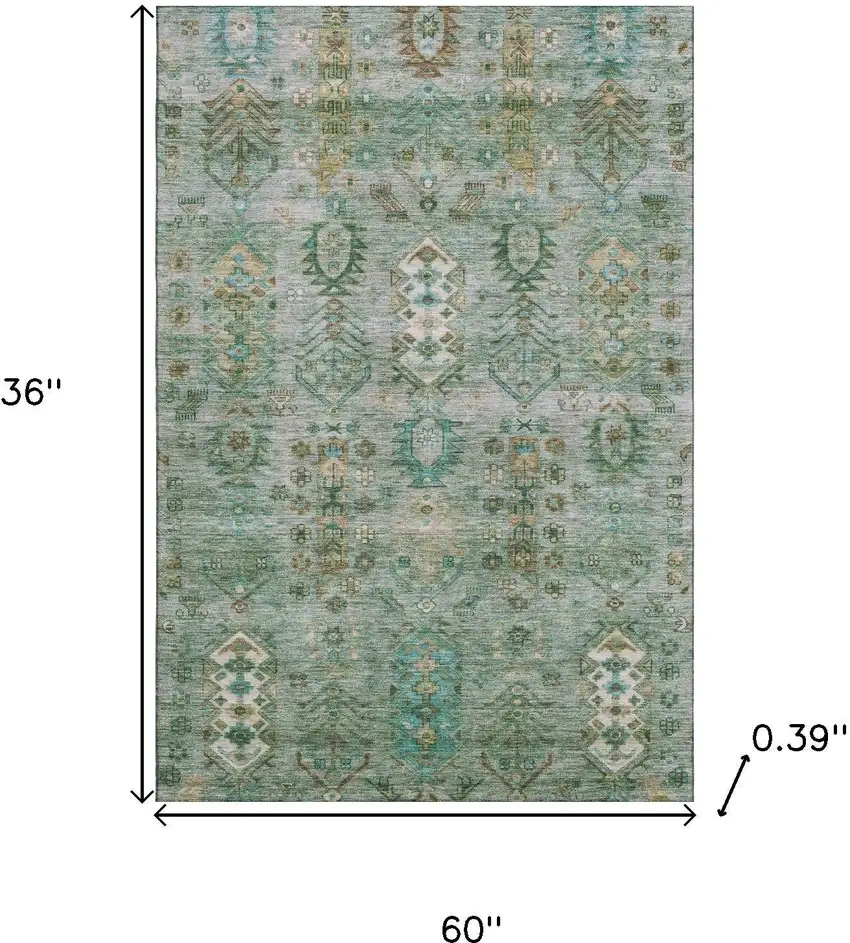 Sage And Copper Southwestern Washable Area Rug With UV Protection Photo 9