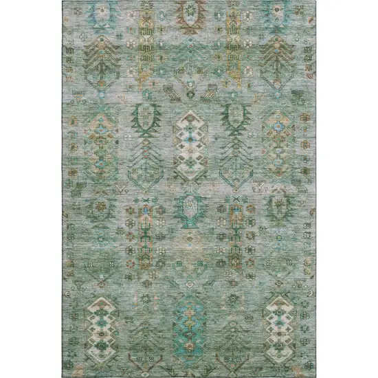 Sage And Copper Southwestern Washable Area Rug With UV Protection Photo 1