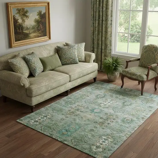 Sage And Copper Southwestern Washable Area Rug With UV Protection Photo 2