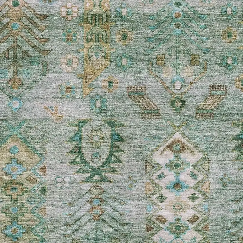 Sage And Copper Southwestern Washable Area Rug With UV Protection Photo 3