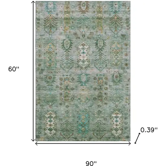 Sage And Copper Southwestern Washable Area Rug With UV Protection Photo 9