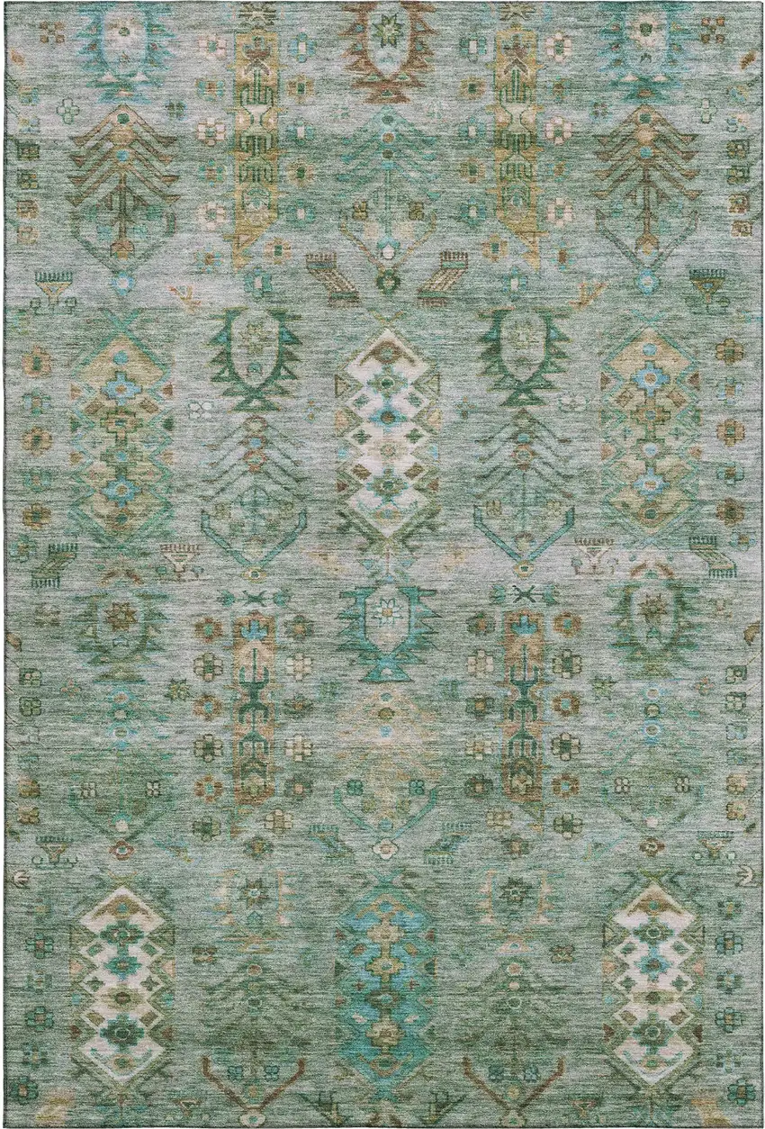 Sage And Copper Southwestern Washable Area Rug With UV Protection Photo 1