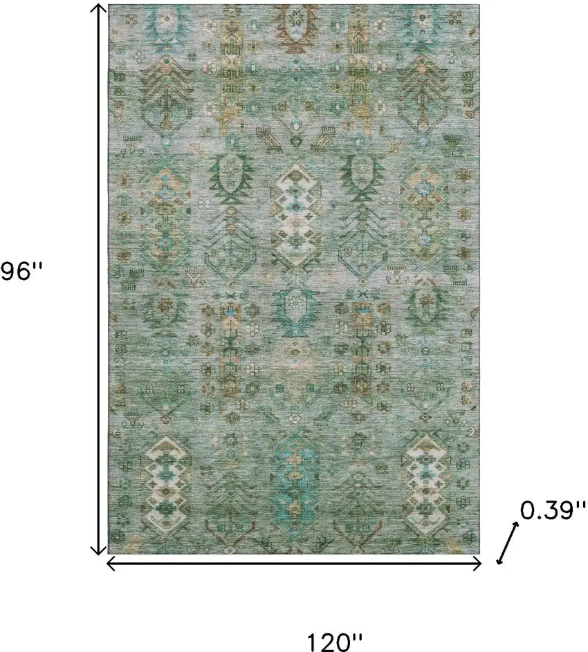 Sage And Copper Southwestern Washable Area Rug With UV Protection Photo 9