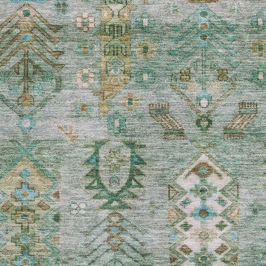 Sage And Copper Southwestern Washable Area Rug With UV Protection Photo 3
