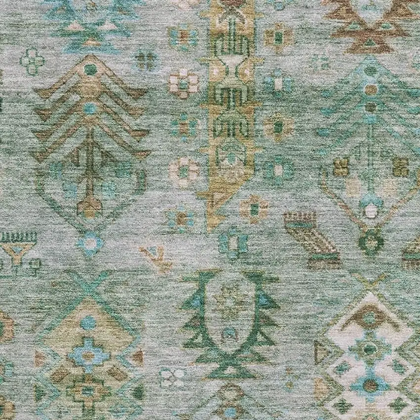 Sage And Copper Southwestern Washable Area Rug With UV Protection Photo 3