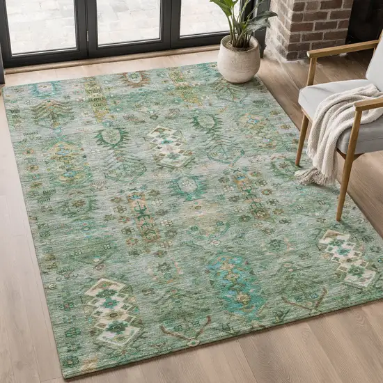 Sage And Copper Southwestern Washable Area Rug With UV Protection Photo 5