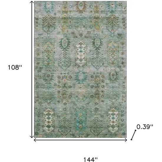 Sage And Copper Southwestern Washable Area Rug With UV Protection Photo 9