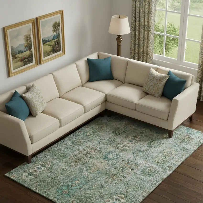 Sage And Copper Southwestern Washable Area Rug With UV Protection Photo 2