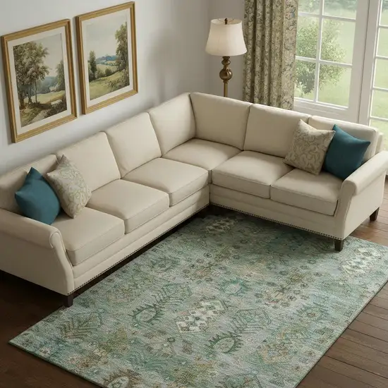 Sage And Copper Southwestern Washable Area Rug With UV Protection Photo 2