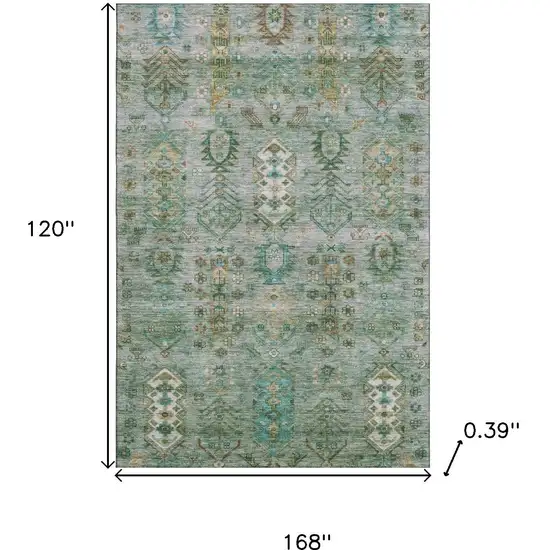 Sage And Copper Southwestern Washable Area Rug With UV Protection Photo 9
