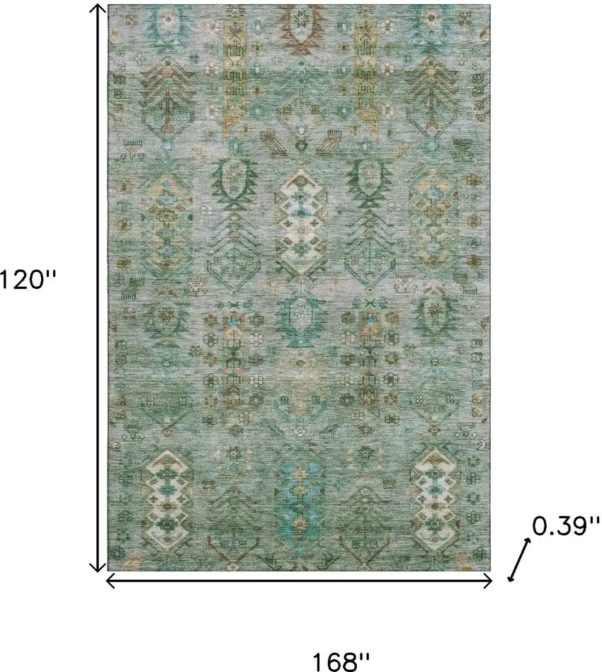 Sage And Copper Southwestern Washable Area Rug With UV Protection Photo 9