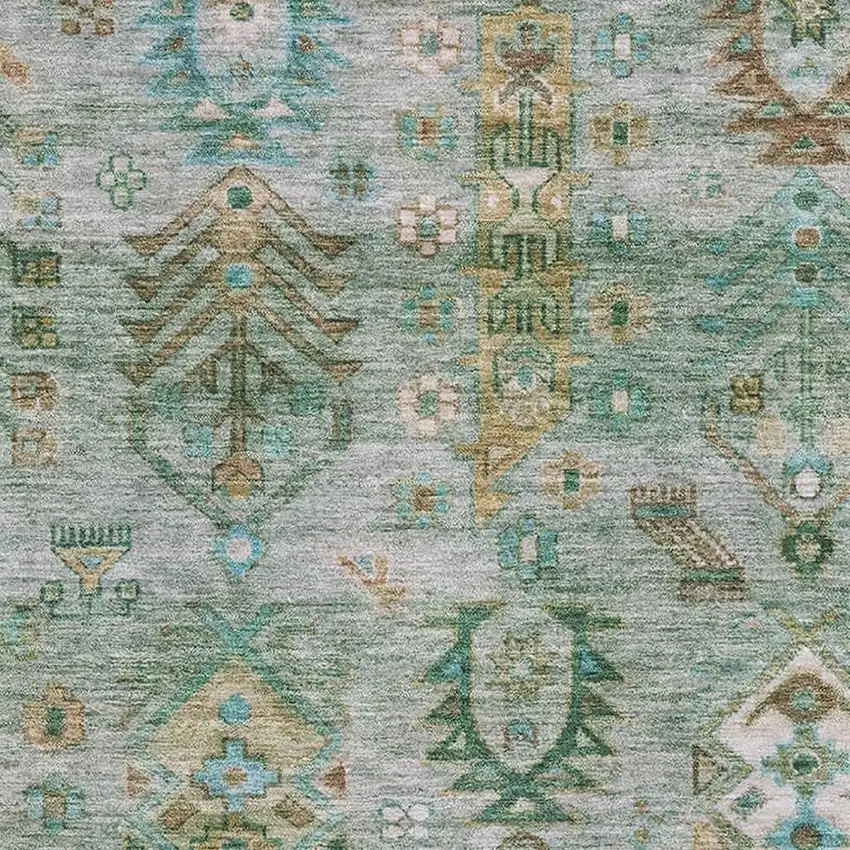 Sage And Copper Southwestern Washable Area Rug With UV Protection Photo 3