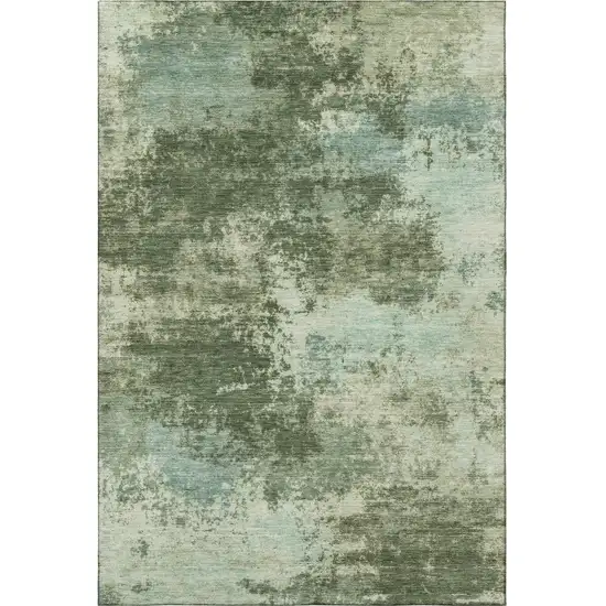 Sage And Fern Green Abstract Washable Area Rug With UV Protection Photo 4