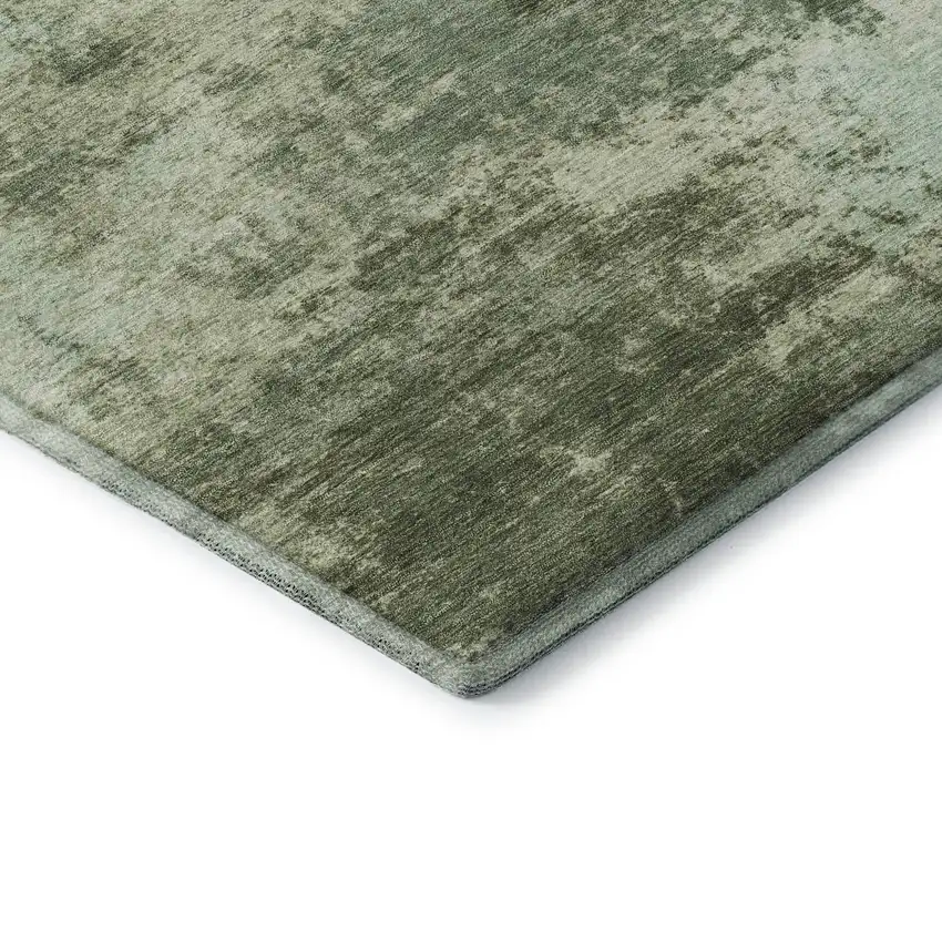Sage And Fern Green Abstract Washable Area Rug With UV Protection Photo 7