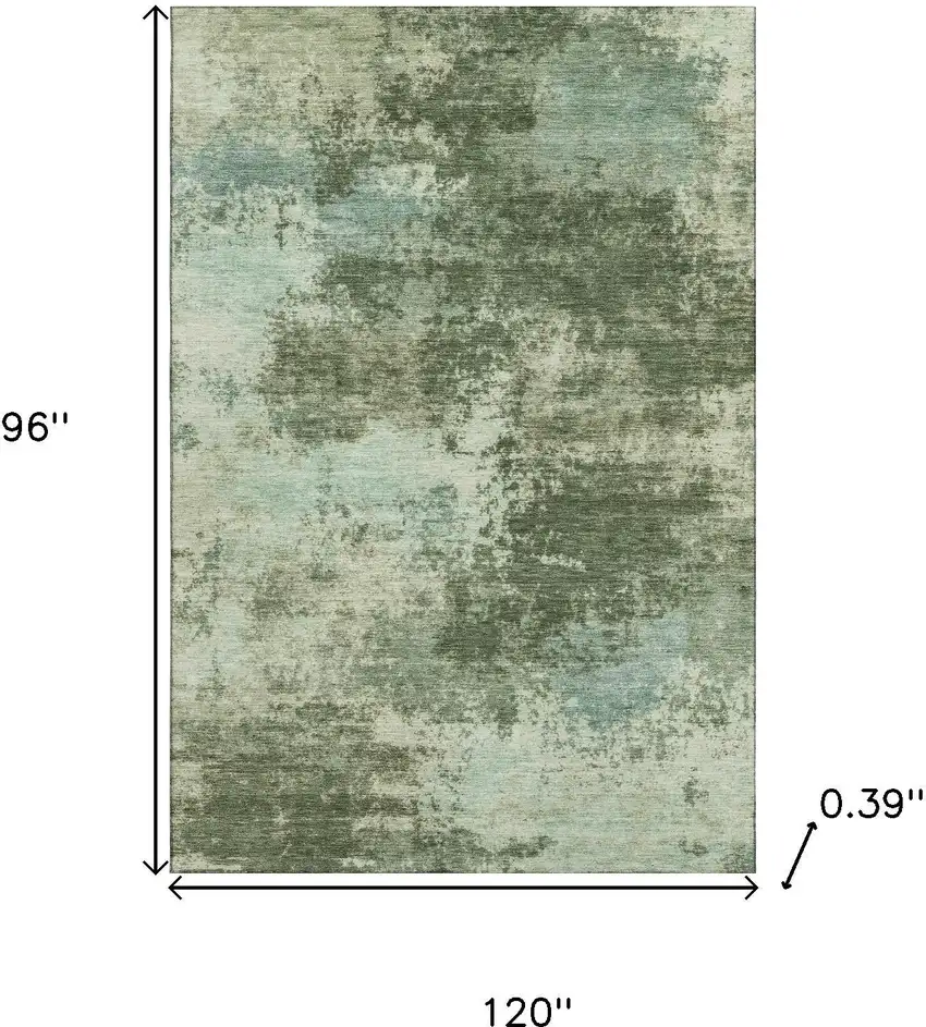 Sage And Fern Green Abstract Washable Area Rug With UV Protection Photo 9