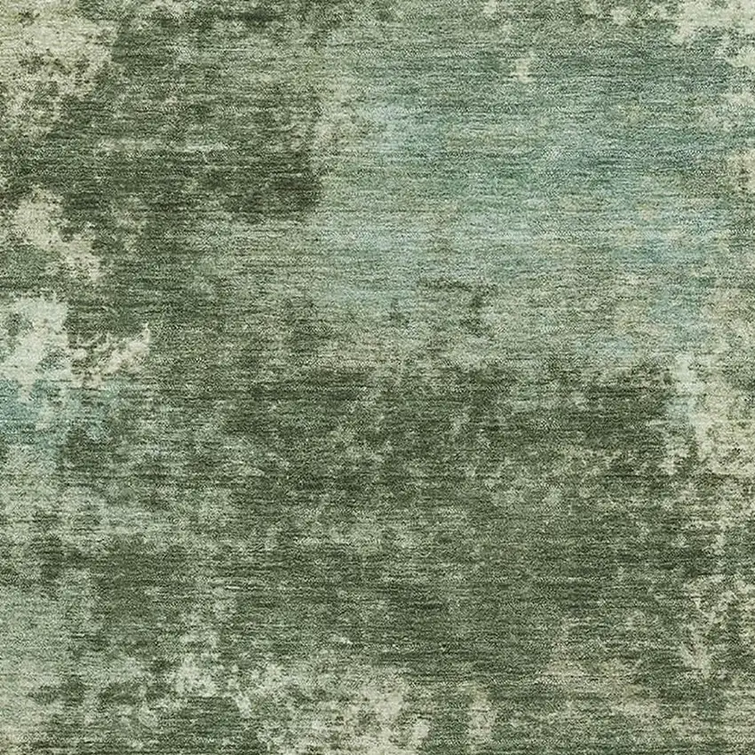 Sage And Fern Green Abstract Washable Area Rug With UV Protection Photo 3