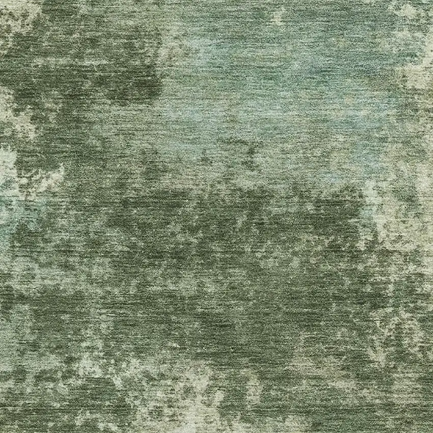 Sage And Fern Green Abstract Washable Area Rug With UV Protection Photo 3
