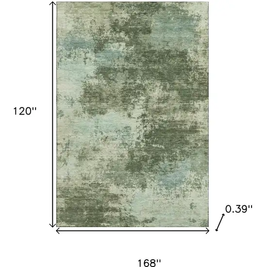 Sage And Fern Green Abstract Washable Area Rug With UV Protection Photo 9