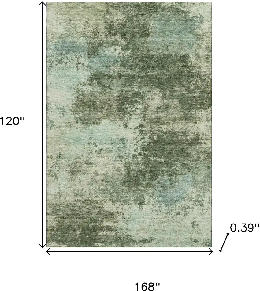 Sage And Fern Green Abstract Washable Area Rug With UV Protection Photo 9