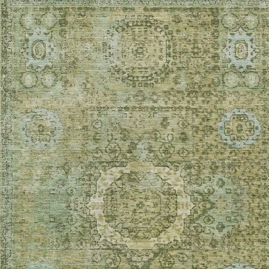 Sage And Fern Green Floral Medallion Washable Indoor Outdoor Area Rug Photo 4