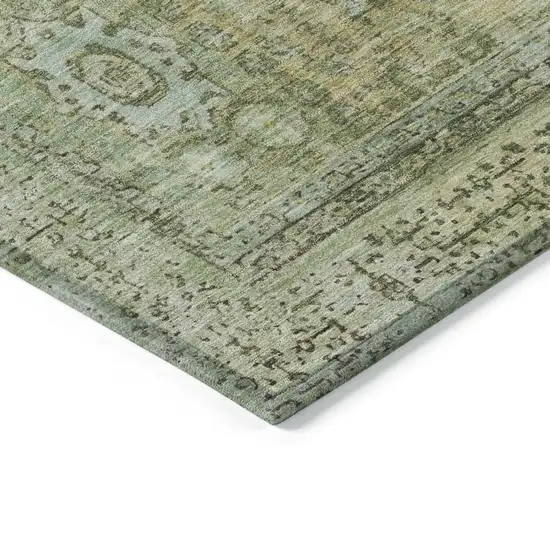 Sage And Fern Green Floral Medallion Washable Indoor Outdoor Area Rug Photo 6