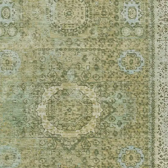 Sage And Fern Green Floral Medallion Washable Indoor Outdoor Area Rug Photo 7